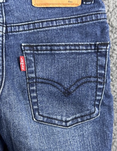Levi’s Boy 4 4T Fringe Shorts Jean Denim Blue Regular 511 Slim Adjustable Waist - Picture 4 of 8