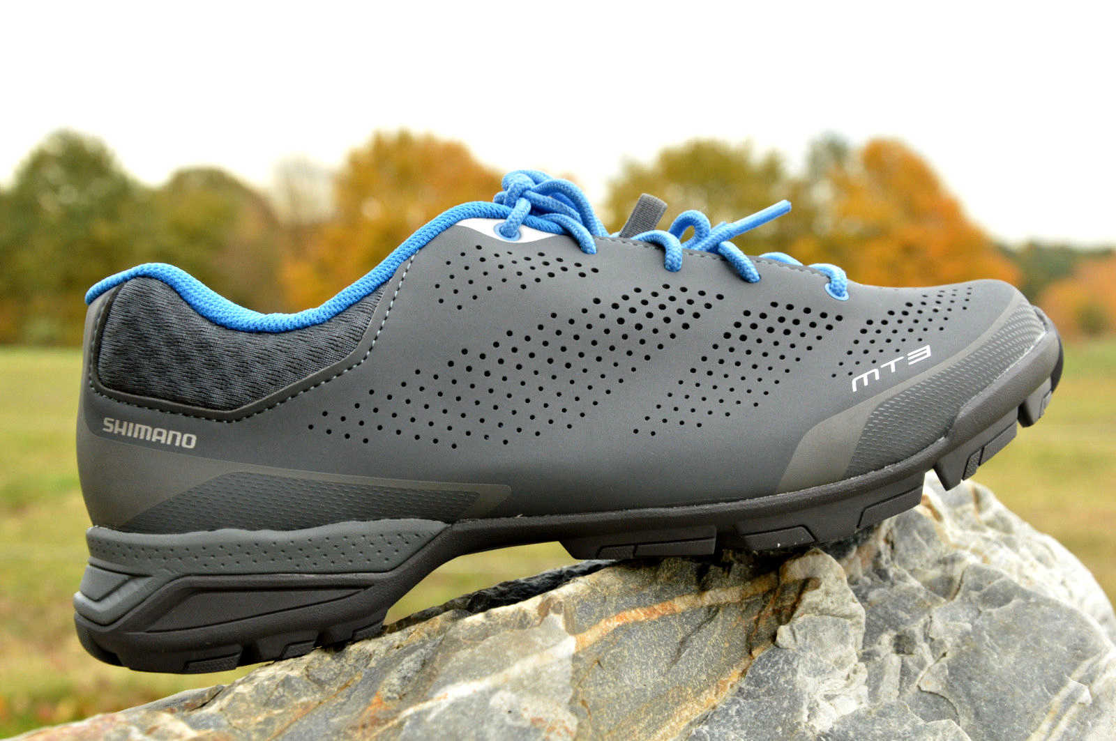 Shimano MT3 Mujer MTB Grava E-Bike Zapatos SPD Comodidad Al Caminar Gris Azul