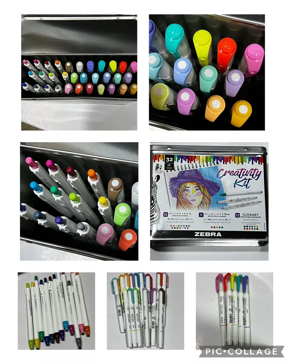 Zebra 32 Piece Creativity Kit Box Organizer Mildliner Brush Pen