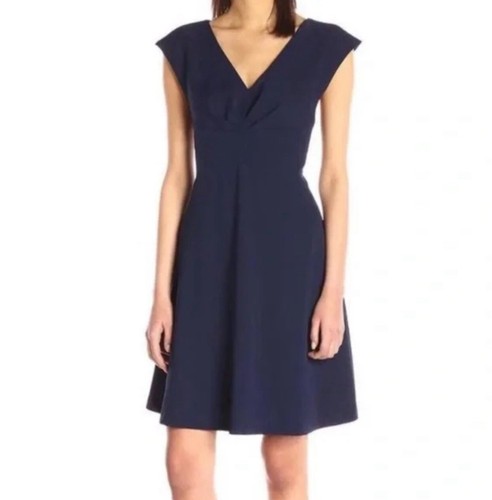 Betsey Johnson dunkelblau V-Ausschnitt Midikleid gekreuzter Rücken ärmellos Stretch 10 - Bild 2 von 8