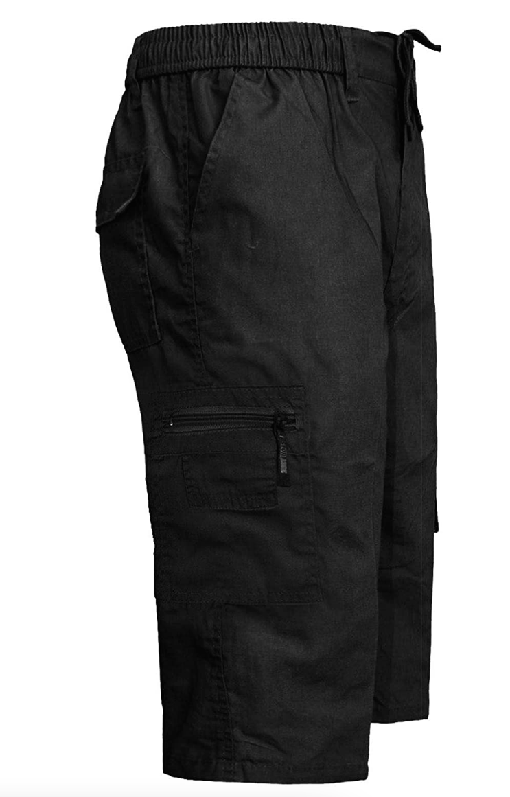 Mens 3/4 Long Length Shorts Elasticated Waist Cargo Combat Three Quarter Pants eBay