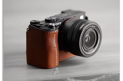 Camera Half Case For Sony A7C Retro Insert Genuine Leather Handmade - Picture 19 of 41