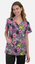GT Performance Womens Soft Stretch Scrub Print Top Floral