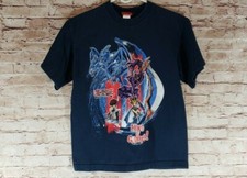 VTG Yu-Gi-Oh Enter the Shadow Realm 1996 T Shirt Blue Graphic Youth Sz Large L