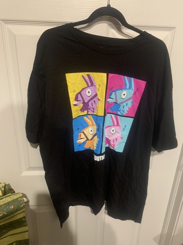 NWT Fortnite T-Shirt Black Neon Grid 