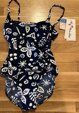 Vintage Rose Marie Reid Navy White Swim Suit Size 12 Small W/ TAGS READ