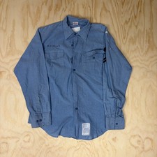 Vintage 1996 US Navy Navshirt Utility Shirt Blue Chambray Bauman Military