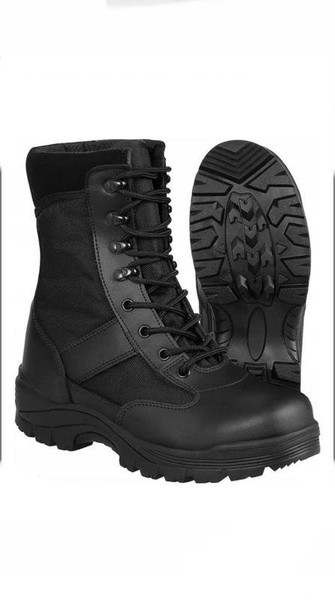 Men Mil-Tec Boots Black Leather 42