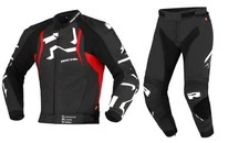 Richa Stradale 2PC Noir/Rouge Ducati Moto Cuir Aa Veste/Pantalon Set
