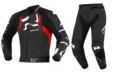 Richa Stradale 2PC Schwarz/Rot Ducati Motorrad Leder Aa Jacke/Hose Satz - Bild 1 von 4