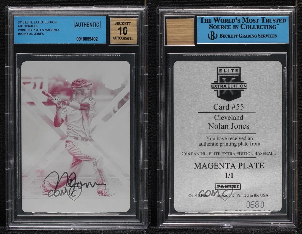 2016 Panini Elite Extra Edition Printing Plate Magenta 1/1 Nolan Jones Auto w6g - Image 3 of 3