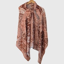 Rust Brown Paisley Fringe Shawl Wrap Boho Soft Oversized Scarf