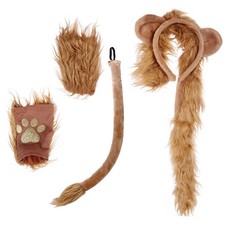 Animal Lion Costume Fancy Dress Headwear Accessories Included Hat, Gloves, Tail
