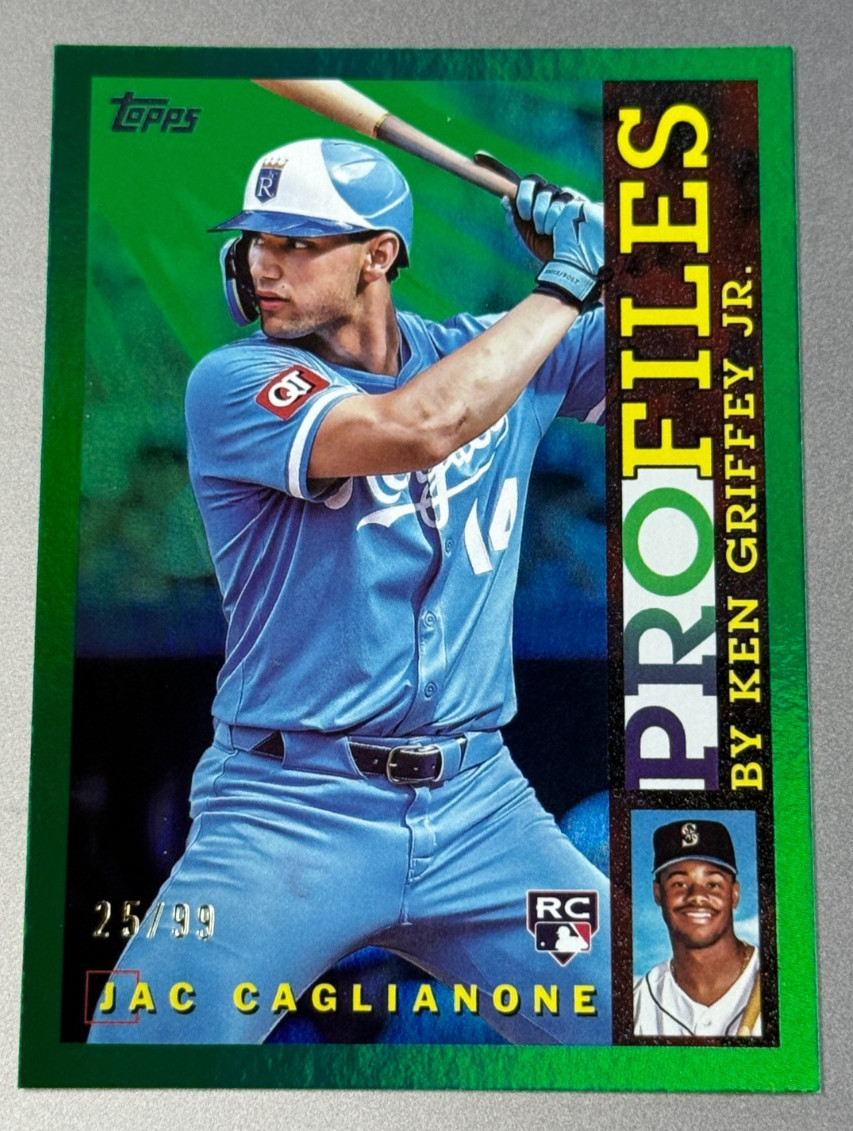 2026 Topps Jac Caglianone Green Foil Profiles By Griffey Rookie RC #25/99 Royals