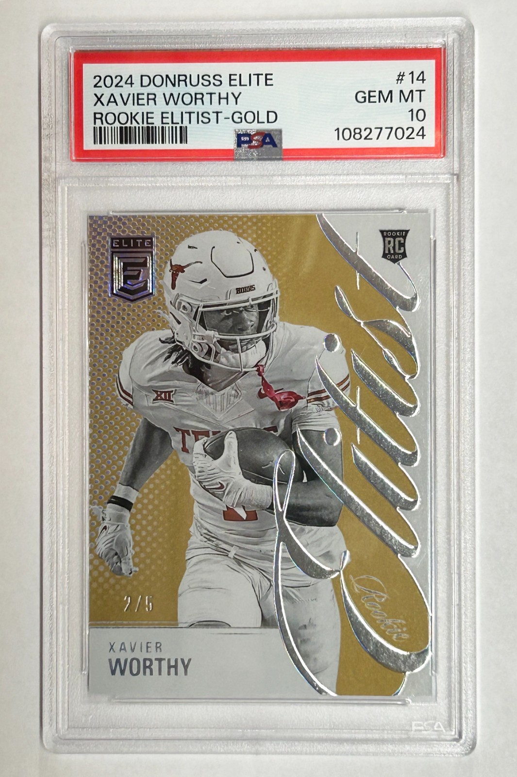 Xavier Worthy Panini Donruss Elite Rookie Elitist #14 Gold