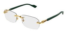 Gucci GG1221O 005 Eyeglasses 56mm Gold-Green / Demo Lens