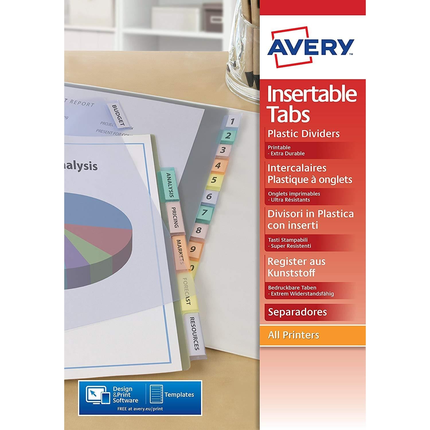 Avery Intercalaires A4 à onglets vierges pour structurer un classeur surchargé