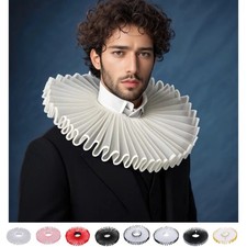 Renaissance Ruffle Collar Elizabethan Ruff Collar Halloween Clown Collar Cuffs