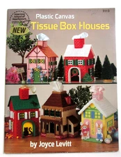 AMERICAN SCHOOL OF NEEDLEWORK PLASTIC CANVAS "TISSUE BOX HOUSES" - 5 Designs