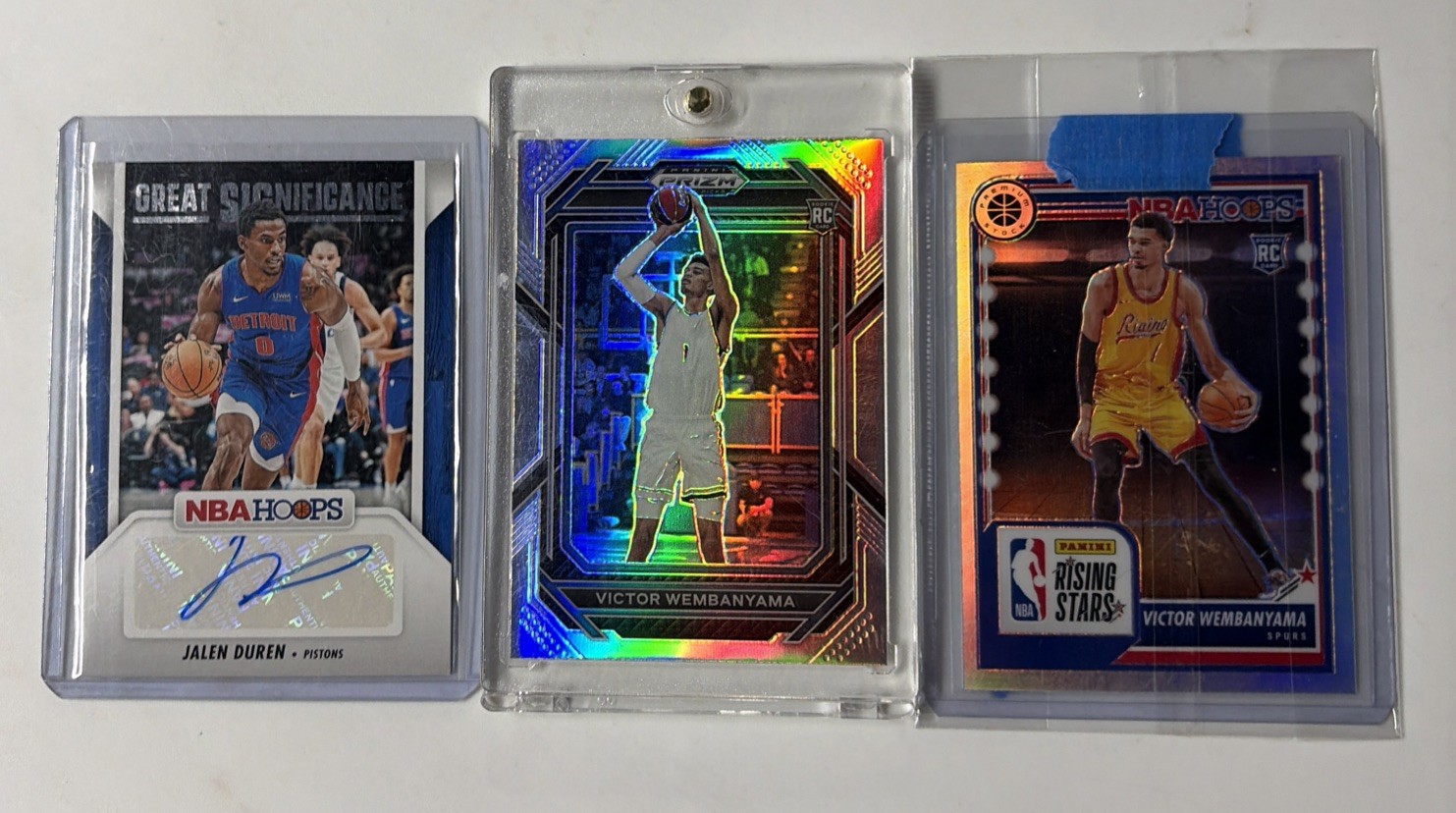 Victor Wembanyama Silver Prizm,nba Hoops Silver And Jalen Duren Auto