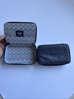 Set Of 2 MISSONI Exclusively for Delta One Blue Toiletry Travel Bag Case