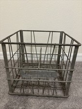 Vtg Metal Steel Wire Milk Crate Sealtest FARMHOUSE RUSTIC 13.5  X 13.5  X 12  