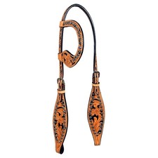 Hilason Western Horse Headstall Floral Hand Tooled American Leather Tan