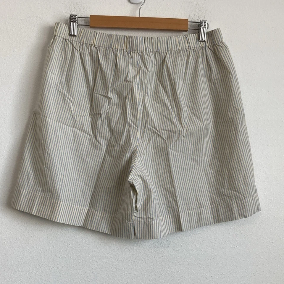 J Crew Mujer Algodón Popelina Largo Boxer Corto a Rayas Mediano Plátano Color Crema Foto 4 de 4