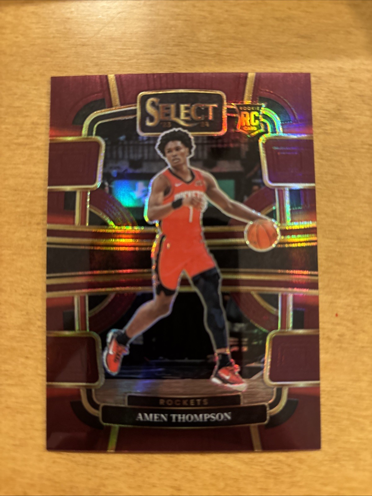 2023-24 Panini Select #96 Amen Thompson Rookie Maroon Prizm #/175! Rockets