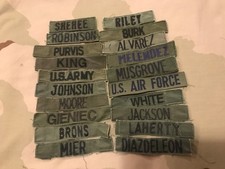 US ARMY VINTAGE BDU Shirt USED NAME TAPE Patch OD GREEN TAGS SET OF 20 OD241