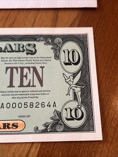 Simba $10 Lion King Disney Dollar 1997 "AA" Series Uncirculated With Envelope - Picture 3 of 10