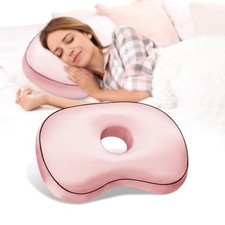 Ear Hole Piercing Pillow for Side Sleepers for CNH 19"x14"x4.3" Light Pink Silk