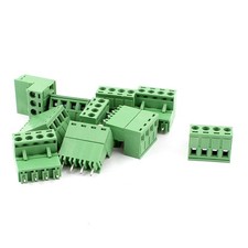 10 Pcs AC 300V 10A 4 Pin PCB Screw Terminal Block Connector 5.08mm Pitch Green