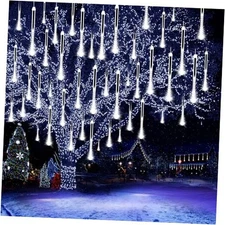 Christmas Lights Outdoor,24 Tubes 864 LED Meteor Shower Lights 12Inch, White
