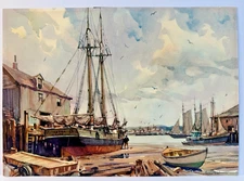 Gordon Grant Vintage "Astra Bath" Offset Lithograph Print 13" x 9"