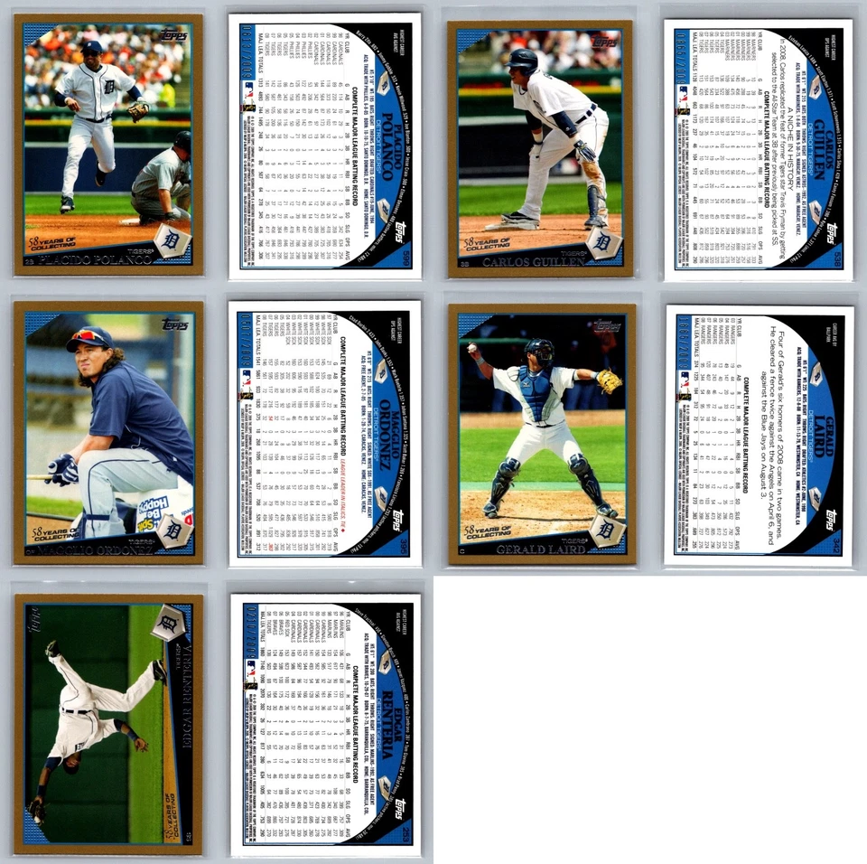 Detroit Tigers Topps Gold Serial Numbered #/2009 Baseball Card Lot (14) NM - Image 2 of 4