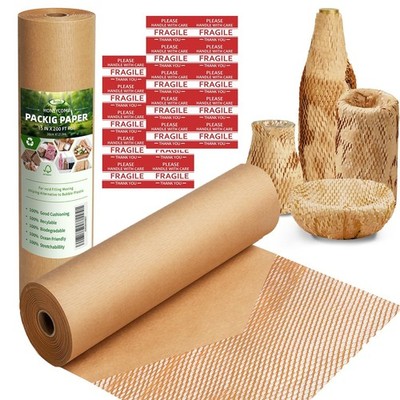 Honeycomb Packing Paper Wrap 15''x200' Sustainable Alternative to Bubble Cushi...