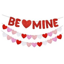 Pre Strung Valentines Decor Glitter Valentine's Day Banner Glitter Be Mine