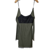 FOREVER 21 Women’s Olive Green Babydoll Dress Black Lace Whimsigoth Size XS NWT
