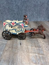 Vintage Cast Iron Horse Drawn - Circus Wagon Toy - 2 Horse Team. With driver.