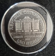 2017 Austria Vienna Philharmonic 1,50 Euro BU 1 oz .999 Silver Coin in Capsule