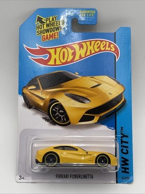 Hotwheels 2013 HW City Ferrari F12 Berlinetta Yellow E52 HW Speed Team BFF88 New