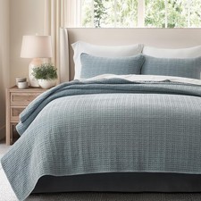 EverGrace King Quilt Set 108x96 100 Cotton Waffle 3Pc New