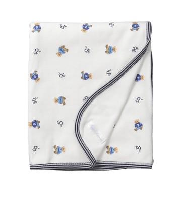 Ralph Lauren Polo Teddy Bear Baby Boys Blanket 4” Bear Rattle