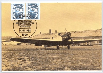 1988 Frankfurt Airport Junkers Aircraft Maximum Card FDC Berlin