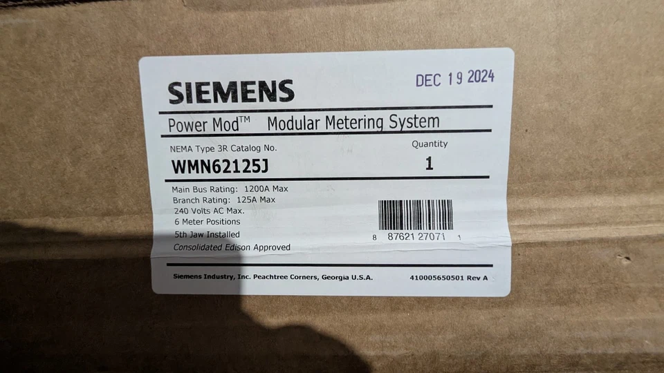 Siemens WMN62125J 125 Amp 3 fases 4 cables 6 posiciones anillo medidor pila (NUEVO) Foto 4 de 4
