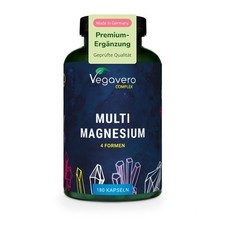 Vegavero Magnesium Komplex hochdosiert mit Vitamin B6 und 180 g (1er Pack)