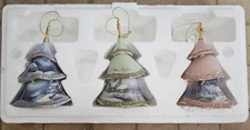 Thomas Kinkade Joy Set of 3 Christmas Tree Ornament 2005 Bradford Edition