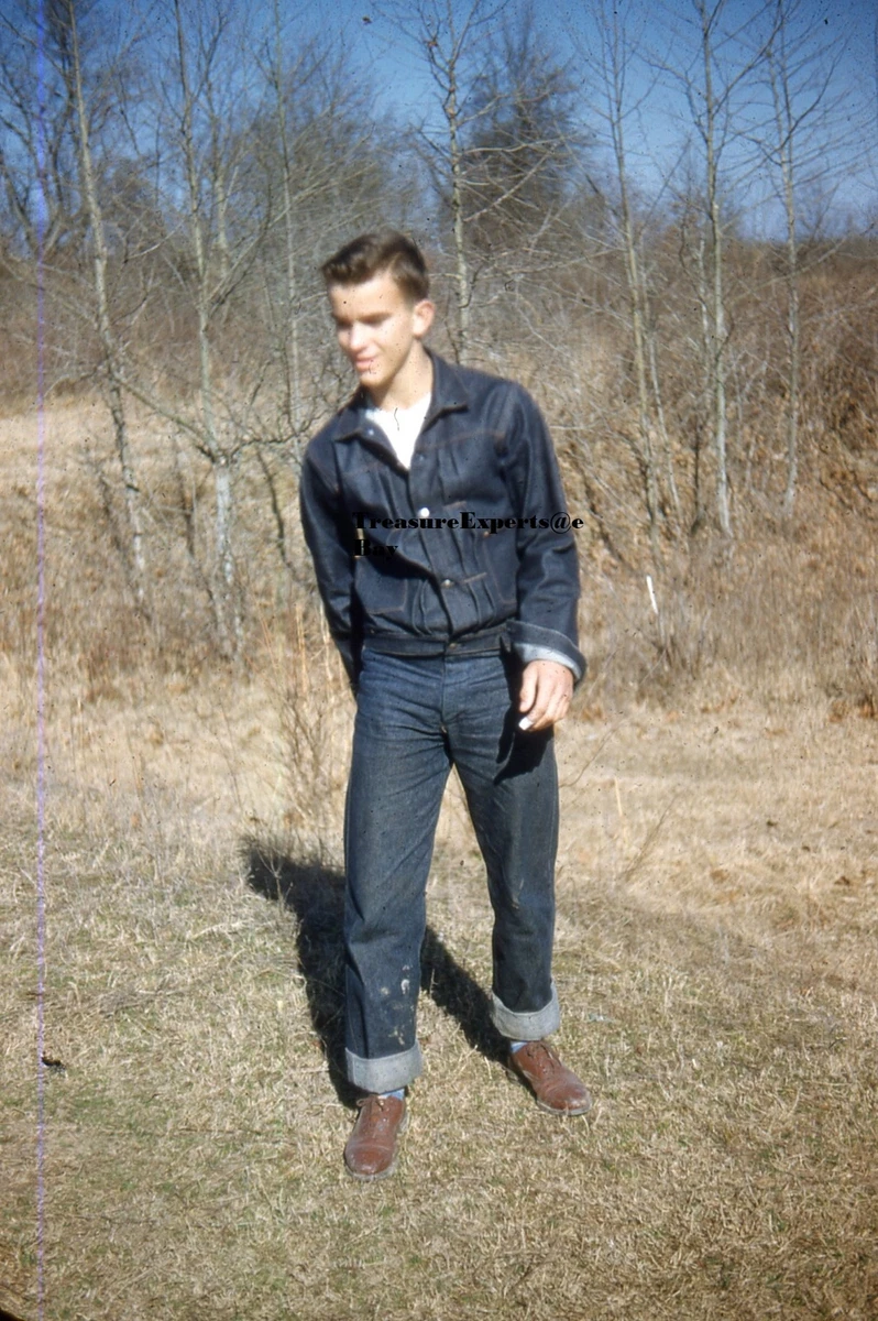 35MM Slide 1950s Kodachrome Red Border Young Model Boy W/ Jean Jacket In | eBay