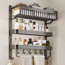 Towel Rack Bath Storage Holder Wall Mounted Metal Towel Rail Shelf for Bathroom